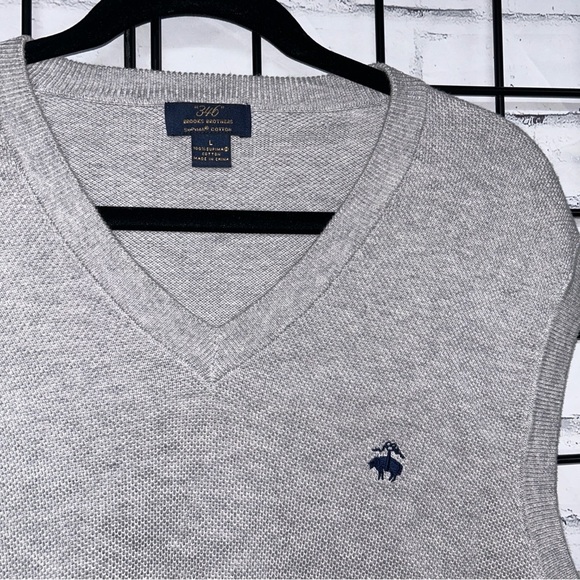 Brooks Brothers 346 Gray Supima Cotton Sweater Vest - Picture 2 of 3